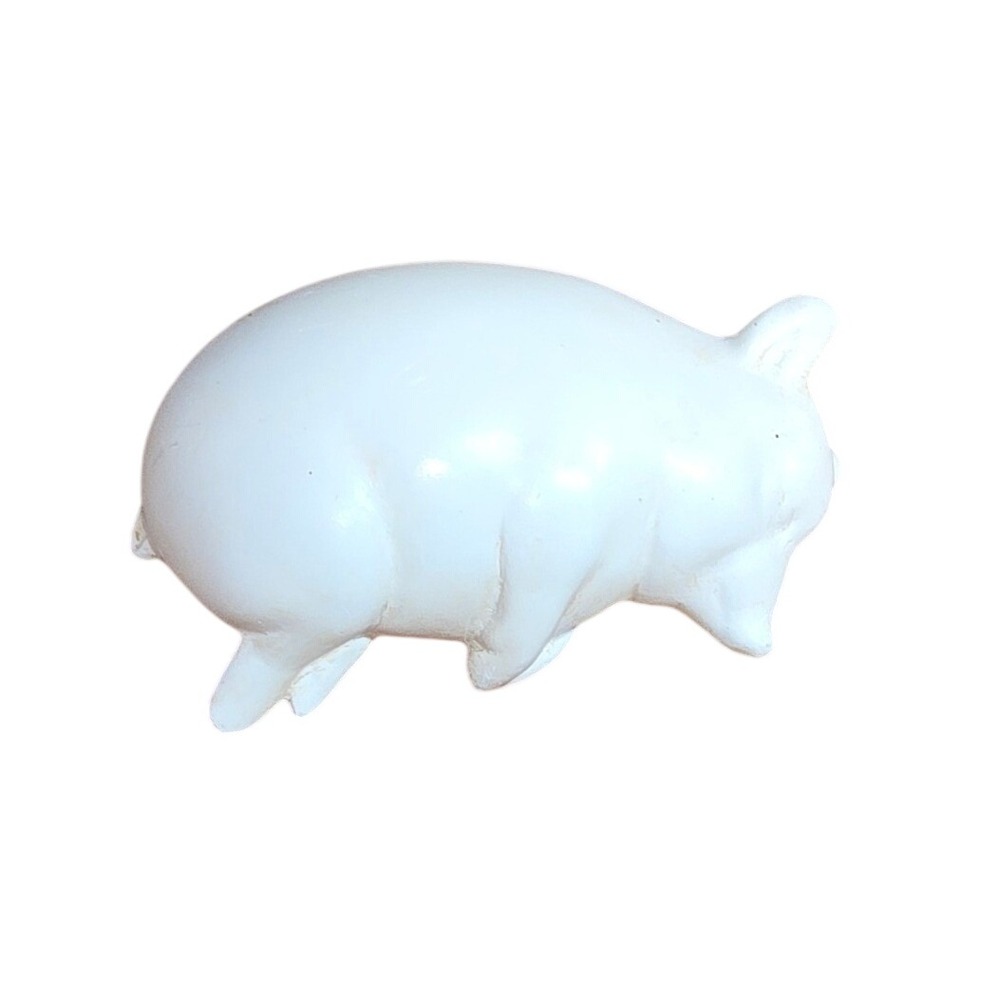 Vintage White Sleeping Pig Figurine Minimalist Farmhouse Decor Resin Statue